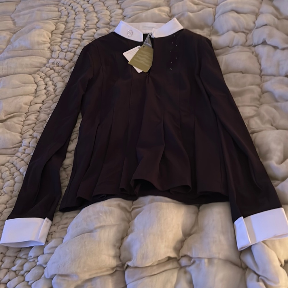 Samsheild show shirt ruffled design with swarvowski crystal